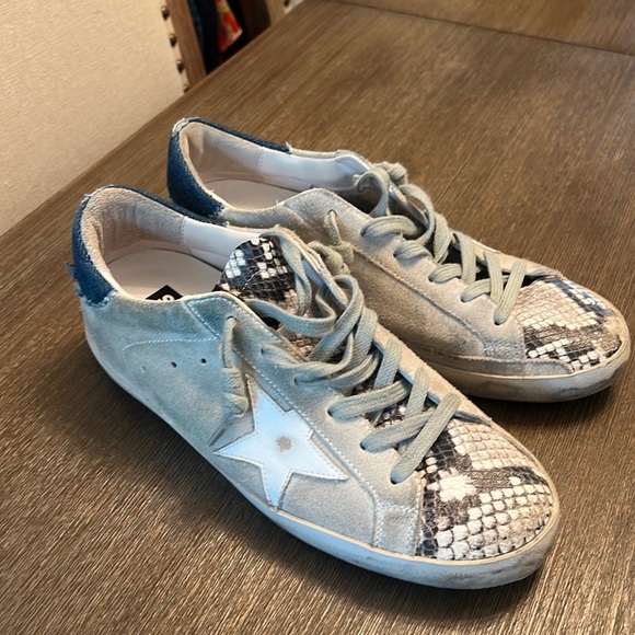 Golden Goose Shoes - GOLDEN GOOSE SuperSTAR Suede Denim Trim Snake Effect Sz 38 US 8